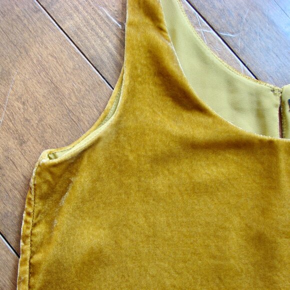 J. Crew Velvet Sleeveless Tank Top Boxy Mustard Yellow Gold Size 2 Small - Picture 9 of 14